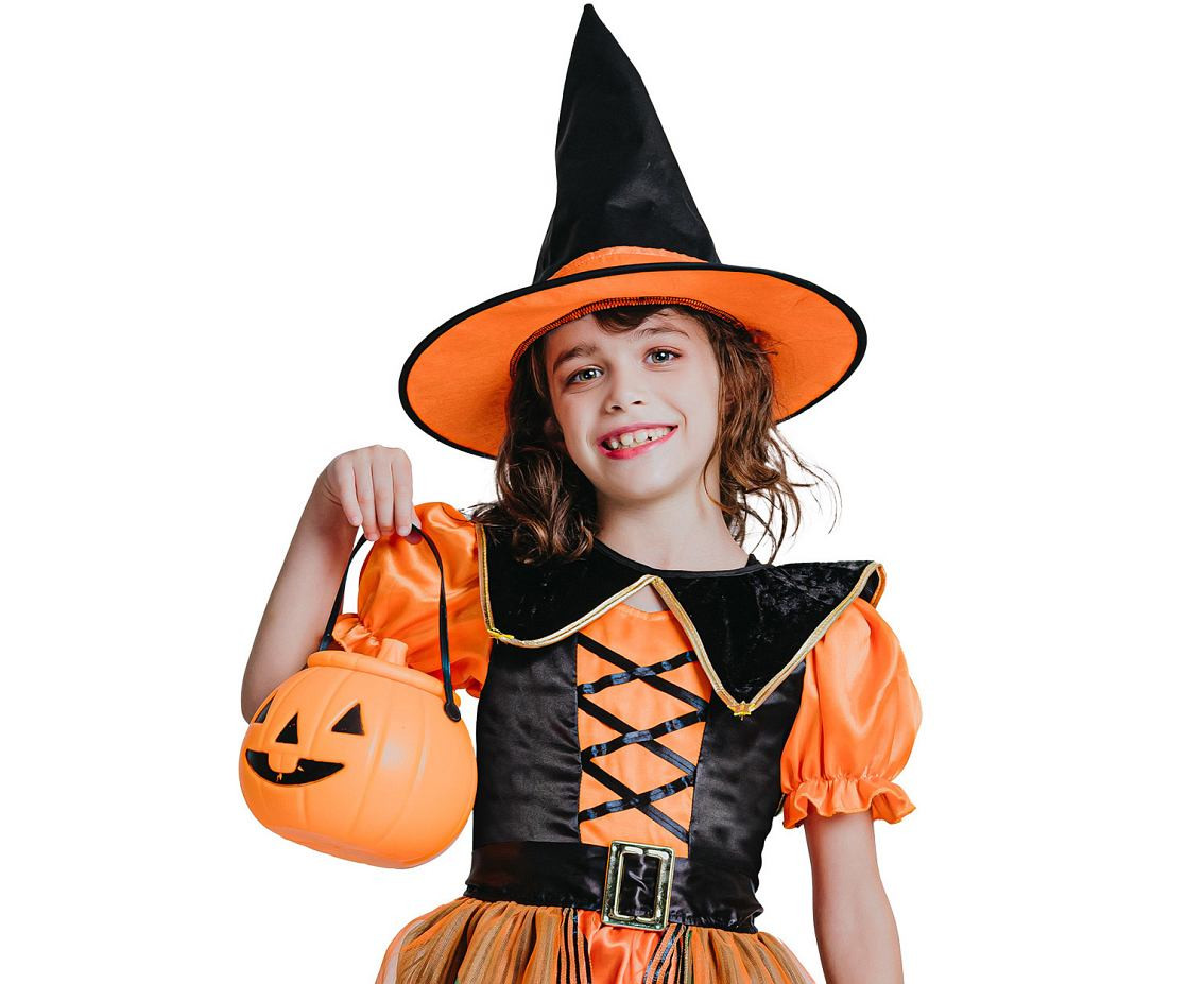 Role play-set for child Pumpkin Witch (dress, hat, belt, collar), size 110/120 cm